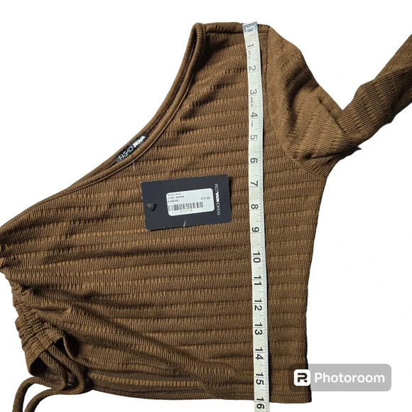 Fashion Nova Brown Isla One Shoulder Top - Picture 4 of 5